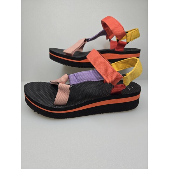 Time and Tru Platform Nature Multi Color Pastel Sandals Rainbow Women's  Size 9 - Picture 2 of 12